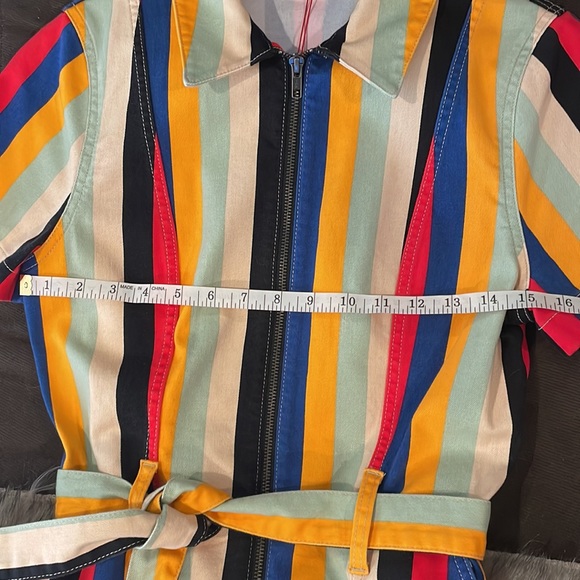 Super versatile Bohemian striped denim belted dress, Size 10! Alice + Olivia! - Picture 15 of 16